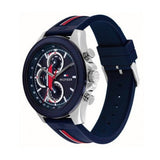 Tommy Hilfiger Clark Chronograph Blue Dial Black Leather Strap Watch For Men - 1792083 Authentic Buy Shop Now