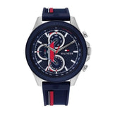 Tommy Hilfiger Clark Chronograph Blue Dial Black Leather Strap Watch For Men - 1792083 Authentic Buy Shop Now
