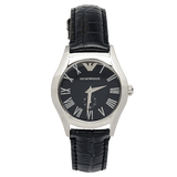 Emporio Armani Velente Black Dial Black Leather Strap Watch For Women - AR0644 Authentic Buy Shop Now