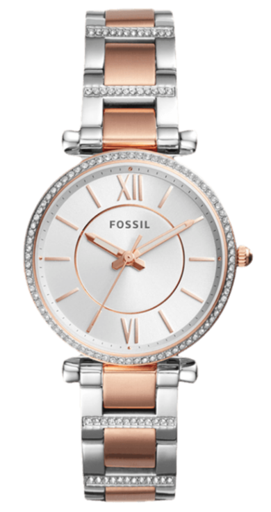 Fossil Carlie Silver Dial Two Tone Steel Strap Watch for Women - ES4342 Authentic Buy Shop Now