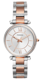 Fossil Carlie Silver Dial Two Tone Steel Strap Watch for Women - ES4342 Authentic Buy Shop Now