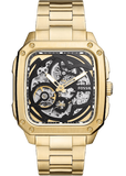 Fossil Inscription Automatic Skeleton Black Dial Gold Steel Strap Watch for Men - BQ2573 Authentic Buy Shop Now