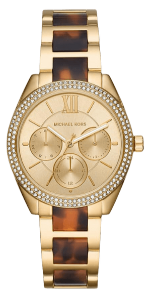 Michael Kors Janelle Chronograph Gold Dial Two Tone Steel Strap Watch For Women - MK7133 Authentic Buy Shop Now