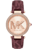 Michael Kors Parker Rose Gold Dial Maroon Leather Strap Watch For Women - MK2974 Authentic Buy Shop Now