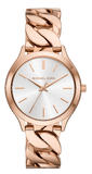Michael Kors Runway Three-Hand Silver Dial Rose Gold Steel Strap Watch for Women - MK7473 Authentic Buy Shop Now