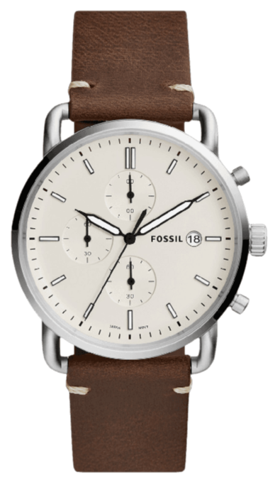 Fossil The Commuter White Dial Brown Leather Strap Watch for Men - FS5402 Authentic Buy Shop Now