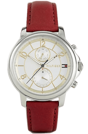 Tommy Hilfiger Claudia White Dial Red Leather Strap Watch for Women - 1781816 Authentic Buy Shop Now