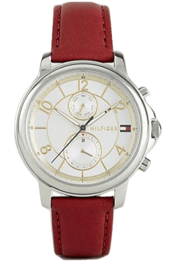 Tommy Hilfiger Claudia White Dial Red Leather Strap Watch for Women - 1781816 Authentic Buy Shop Now