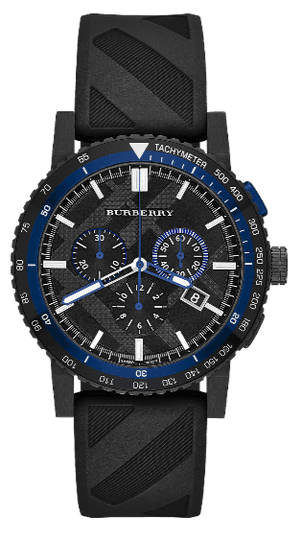 Burberry The City Chronograph Black Dial Black Rubber Strap Watch For Men - BU9806 Authentic Buy Shop Now