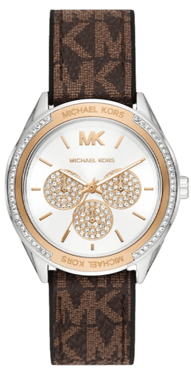 Michael Kors Jessa Multifunction Silver Dial Brown Leather Strap Watch For Women - MK7205 Authentic Buy Shop Now