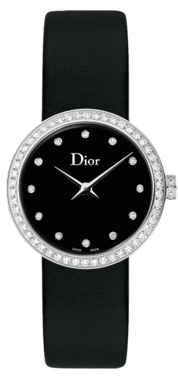 Dior La D De Dior Diamonds Black and Blue Dial Black Leather Strap Watch for Women - CD047111A004 0000 Authentic Buy Shop Now
