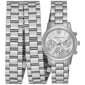 Michael Kors Runway 18K Rhodium Plated Triple Wrap Silver Dial Silver Steel Strap Watch for Women - MK7451 Authentic Buy Shop Now