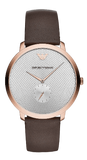 Emporio Armani Modern Slim Analog Silver Dial Brown Leather Strap Watch For Men - AR11163 Authentic Buy Shop Now
