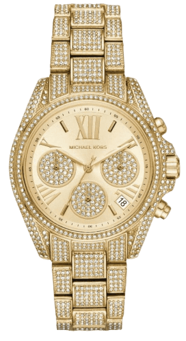 Michael Kors Mini Bradshaw Crystals Gold Dial Gold Steel Strap Watch For Women - MK6494 Authentic Buy Shop Now