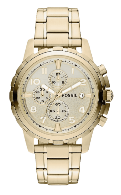 Fossil Dean Chronograph Champagne Dial Gold Steel Strap Watch for Men - FS4867 Authentic Buy Shop Now