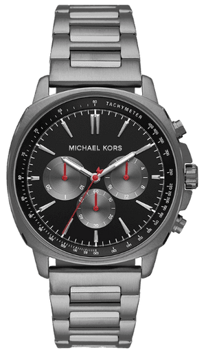 Michael Kors Sullivan Chronograph Black Dial Grey Steel Strap Watch For Men - MK8970 Authentic Buy Shop Now