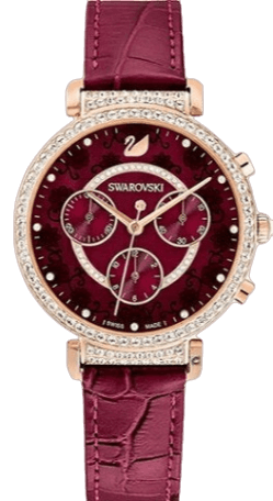 Swarovski Spring Flower Chronograph Red Dial Red Leather Strap Watch for Women - 5598689 Authentic Buy Shop Now