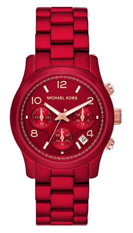 Michael Kors Runway Analog Chronograph Red Dial Red Steel Strap Watch for Women - MK7436 Authentic Buy Shop Now