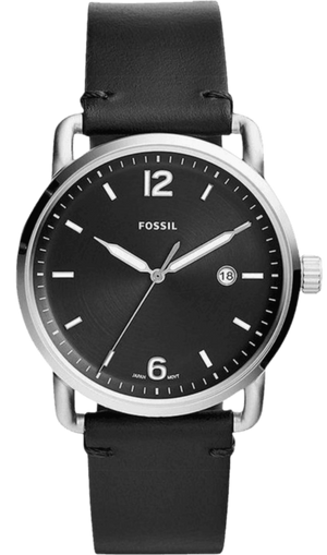 Fossil The Commuter Black Dial Black Leather Strap Watch for Men - FS5406 Authentic Buy Shop Now