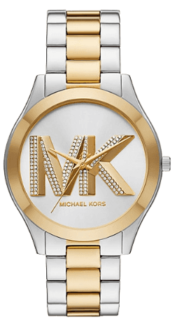 Michael Kors Slim Runway Three Hand Silver Dial Two Tone Steel Strap Watch For Women - MK4735 Authentic Buy Shop Now