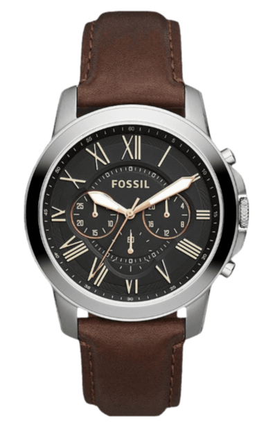 Fossil Grant Chronograph Black Dial Brown Leather Strap Watch for Men - FS4813 Authentic Buy Shop Now