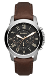 Fossil Grant Chronograph Black Dial Brown Leather Strap Watch for Men - FS4813 Authentic Buy Shop Now