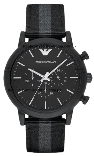 Emporio Armani Luigi Chronograph Quartz Black Dial Two Tone Nylon Strap Watch For Men - AR1948 Authentic Buy Shop Now