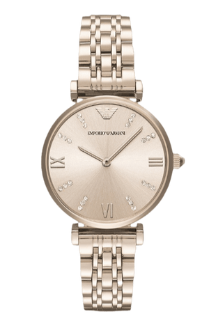Emporio Armani T-Bar Gianni Rose Gold Dial Rose Gold Steel Strap Watch For Women - AR11059 Authentic Buy Shop Now