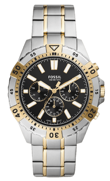 Fossil Garrett Analog Black Dial Two Tone Steel Strap Watch for Men - FS5771 Authentic Buy Shop Now