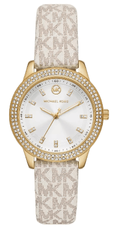 Michael Kors Tibby Analog Silver Dial White Leather Strap Watch for Women - MK1049 Authentic Buy Shop Now