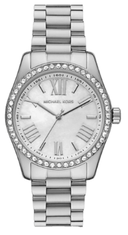 Michael Kors Lexington Crystals Mother of Pearl White Dial Silver Steel Strap Watch for Women - MK1087 Authentic Buy Shop Now