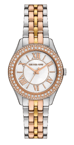 Michael Kors Harlowe Three-Hand Mother of Pearl White Dial Tri Tone Steel Strap Watch for Women - MK4846 Authentic Buy Shop Now