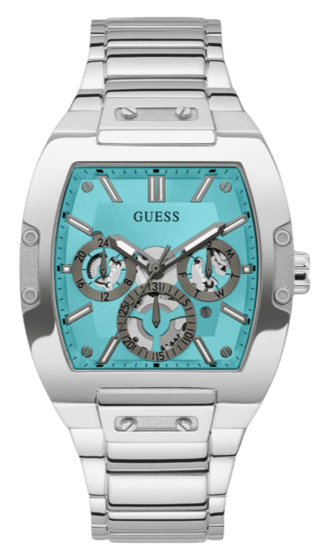 Guess Phoenix Multi Function Aqua Blue Dial Silver Steel Strap Watch for Men - GW0456G4 Authentic Buy Shop Now
