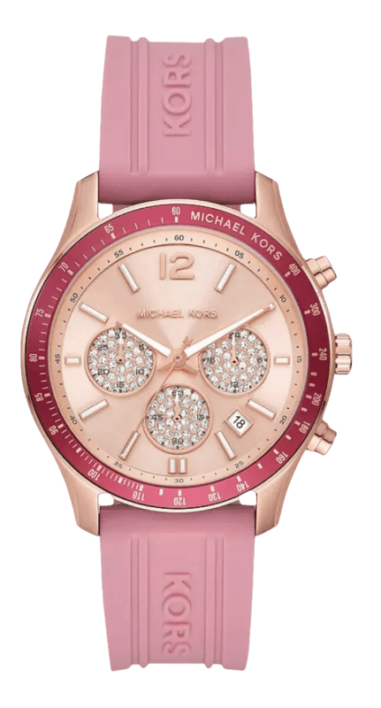 Michael Kors Berkley Quartz Rose Gold Dial Pink Rubber Strap Watch for Women - MKO1039 Authentic Buy Shop Now
