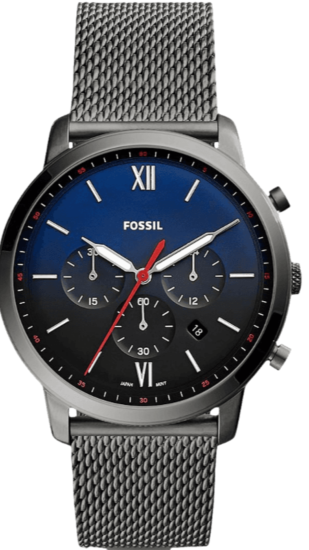 Fossil Neutra Chronograph Blue Dial Silver Mesh Bracelet Watch for Men - FS5383 Authentic Buy Shop Now