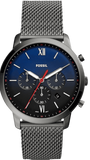 Fossil Neutra Chronograph Blue Dial Silver Mesh Bracelet Watch for Men - FS5383 Authentic Buy Shop Now