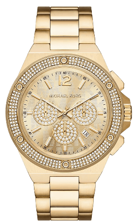 Michael Kors Lennox Chronograph Gold Dial Gold Steel Strap Watch For Men - MK8989 Authentic Buy Shop Now