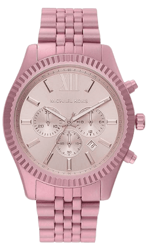 Michael Kors Lexington Chronograph Pink Dial Pink Steel Strap Watch for Women - MK8792 Authentic Buy Shop Now