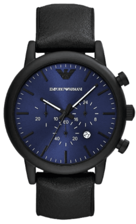 Emporio Armani Luigi Analog Blue Dial Black Leather Strap Watch For Men - AR11351 Authentic Buy Shop Now