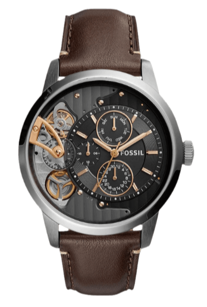 Fossil Townsman Automatic Black Dial Brown Leather Strap Watch for Men - ME1163 Authentic Buy Shop Now