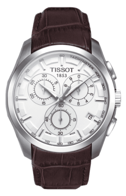 Tissot Couturier Chronograph White Dial Brown Leather Strap Watch For Men - T035.617.16.031.00 Authentic Buy Shop Now