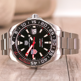 Tag Heuer Aquaracer Automatic Match Timer Black Dial Silver Steel Strap Watch for Men - WAY201G.BA0927 Authentic Buy Shop Now