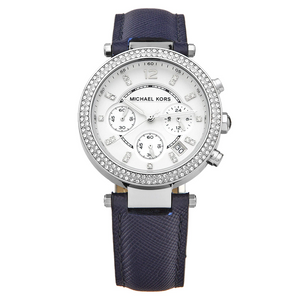 Michael Kors Parker White Dial Navy Blue Leather Strap Watch for Women - MK2293 Authentic Buy Shop Now