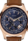 Guess Persuit Chronograph Blue Dial Brown Leather Strap Watch for Men - W0500G1 Authentic Buy Shop Now