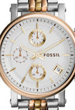 Fossil Boyfriend Chronograph White Dial Two Tone Steel Strap Watch for Women - ES3840 Authentic Buy Shop Now