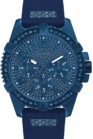 Guess Frontier Crystals Blue Dial Blue Silicon Strap Watch For Men - W1132G4 Authentic Buy Shop Now