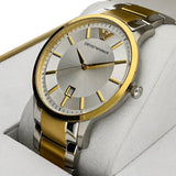 Emporio Armani Renato Silver Dial Two Tone Steel Strap Watch For Men - AR2449 Authentic Buy Shop Now