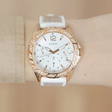 Guess Swirl Quartz Silver Dial White Rubber Strap Watch For Women - W1096l2 Authentic Buy Shop Now