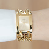 Guess Mod Heavy Metal Gold Dial Gold Steel Strap Watch For Women - W1117L2 Authentic Buy Shop Now