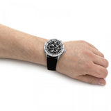 Emporio Armani Renato Chronograph Automatic Black Dial Black Leather Strap Watch For Men - AR60051 Authentic Buy Shop Now